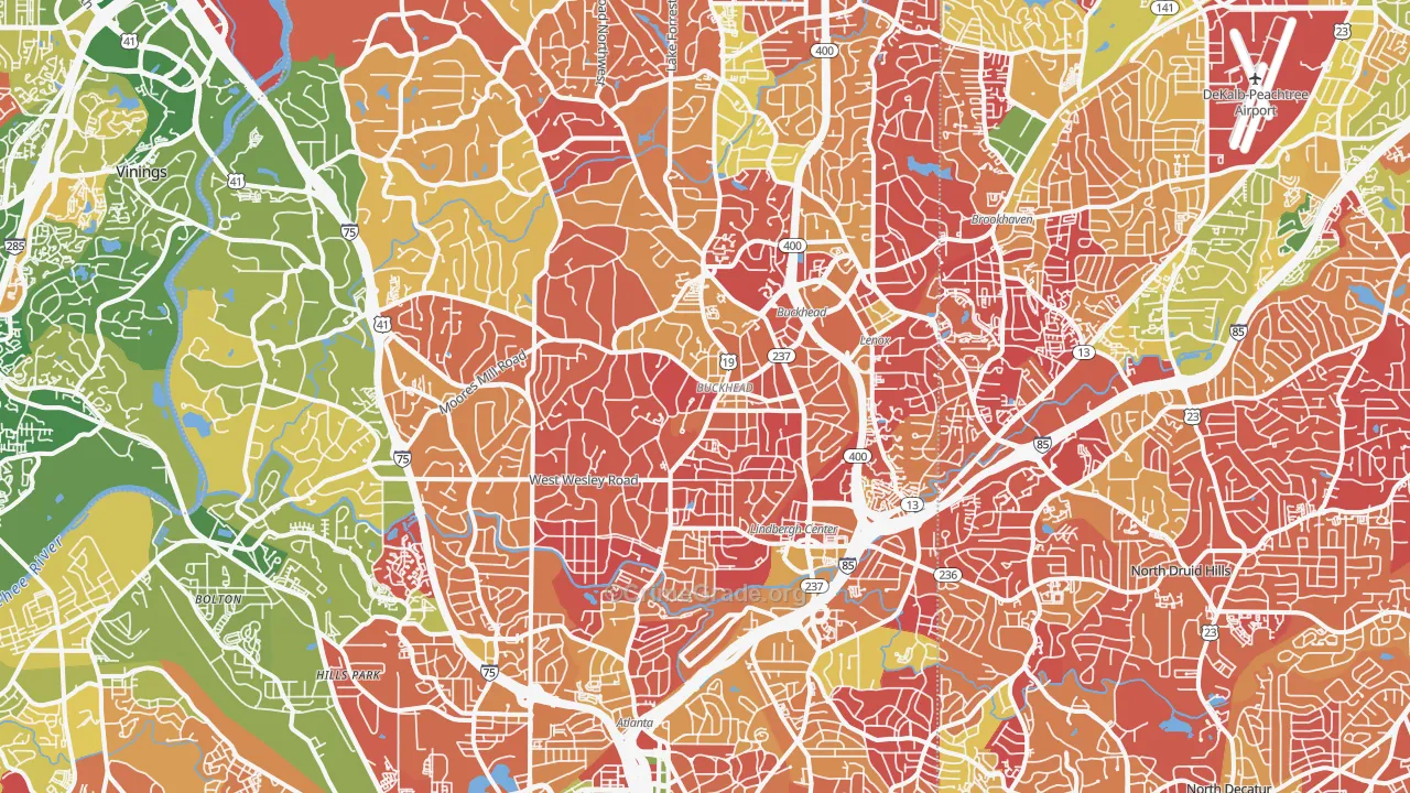 Buckhead, Atlanta, GA Map of Arson Rates