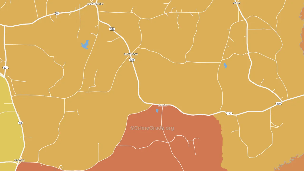 Buckhorn, AL Map of Arson Rates