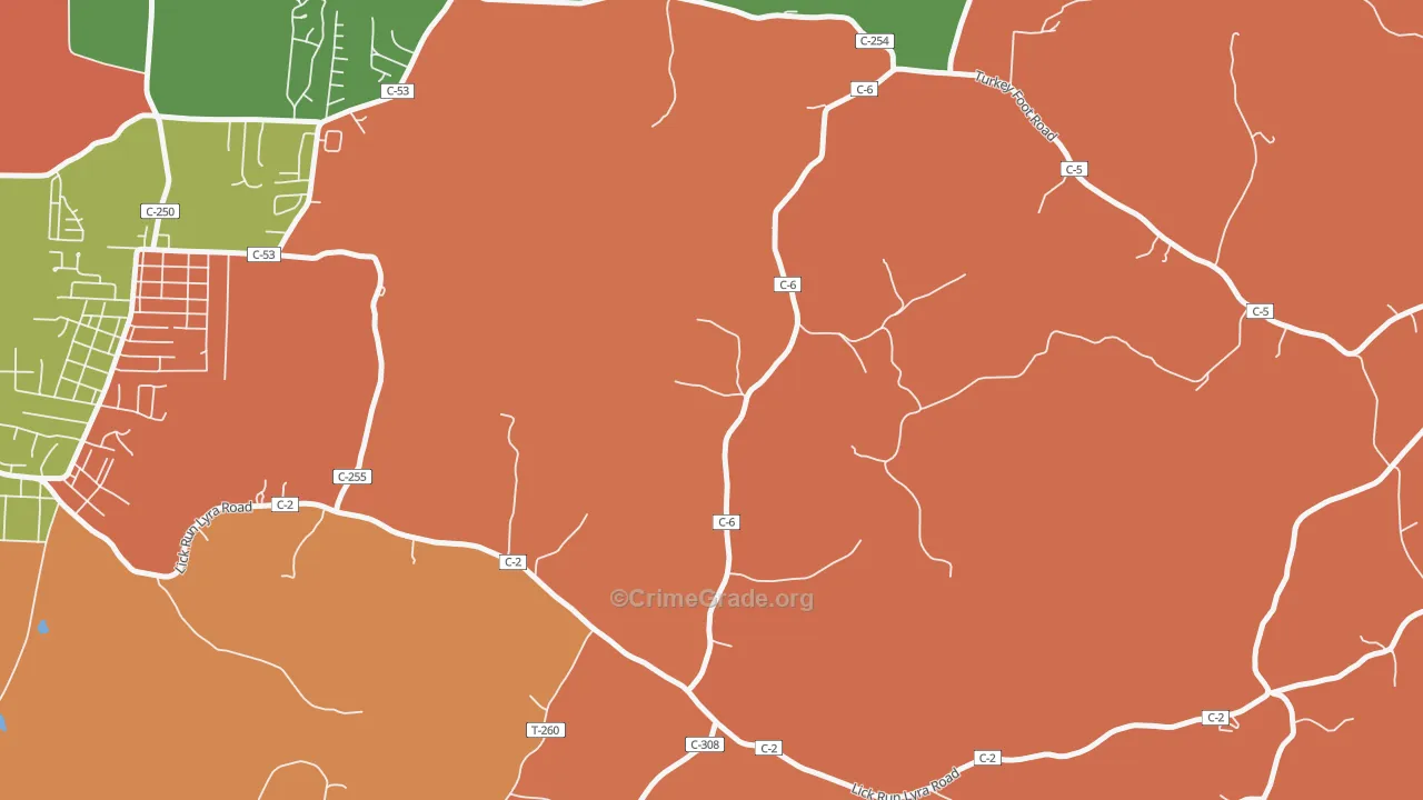 Buckhorn, OH Map of Arson Rates