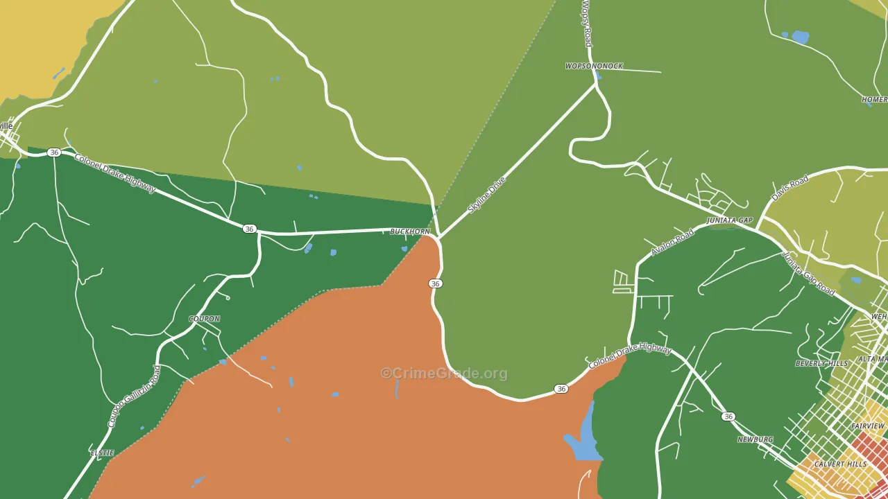 Buckhorn, PA Map of Arson Rates