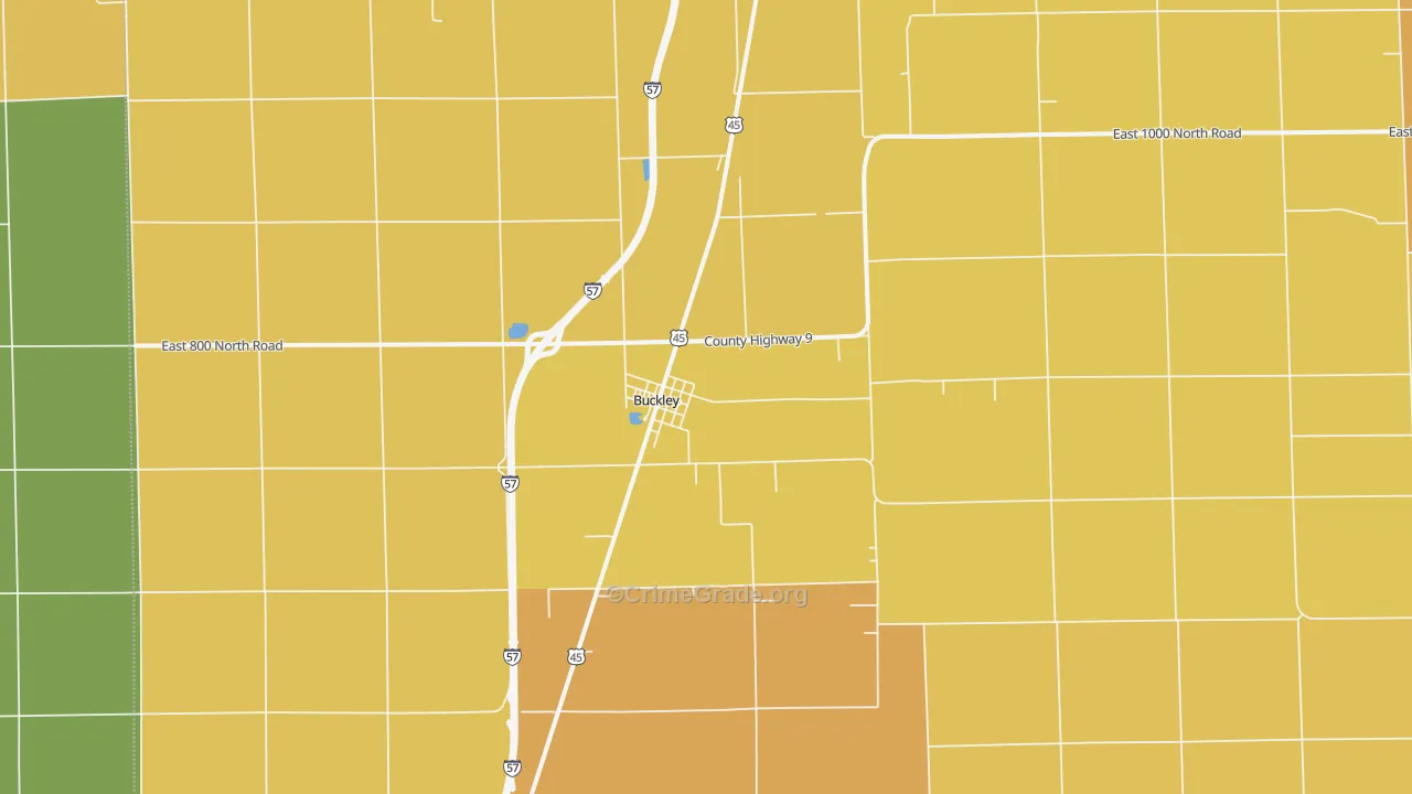 Buckley, IL Map of Arson Rates