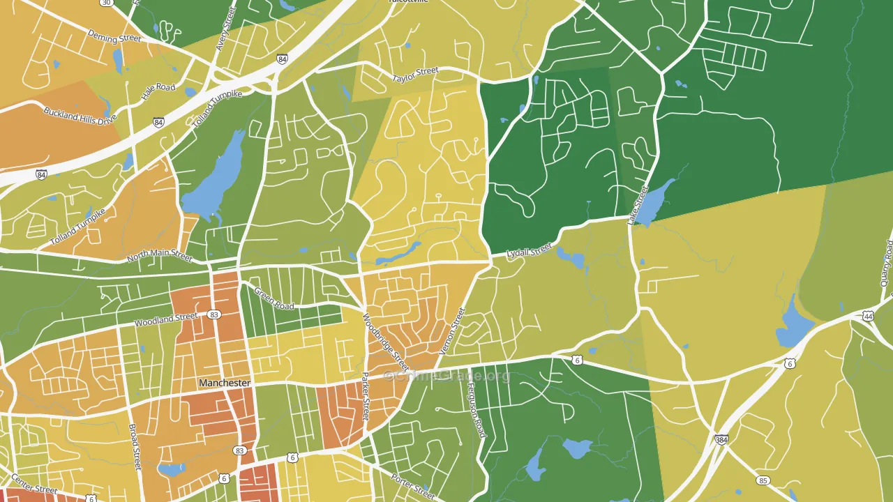 Buckley, Oakland, CT Map of Arson Rates