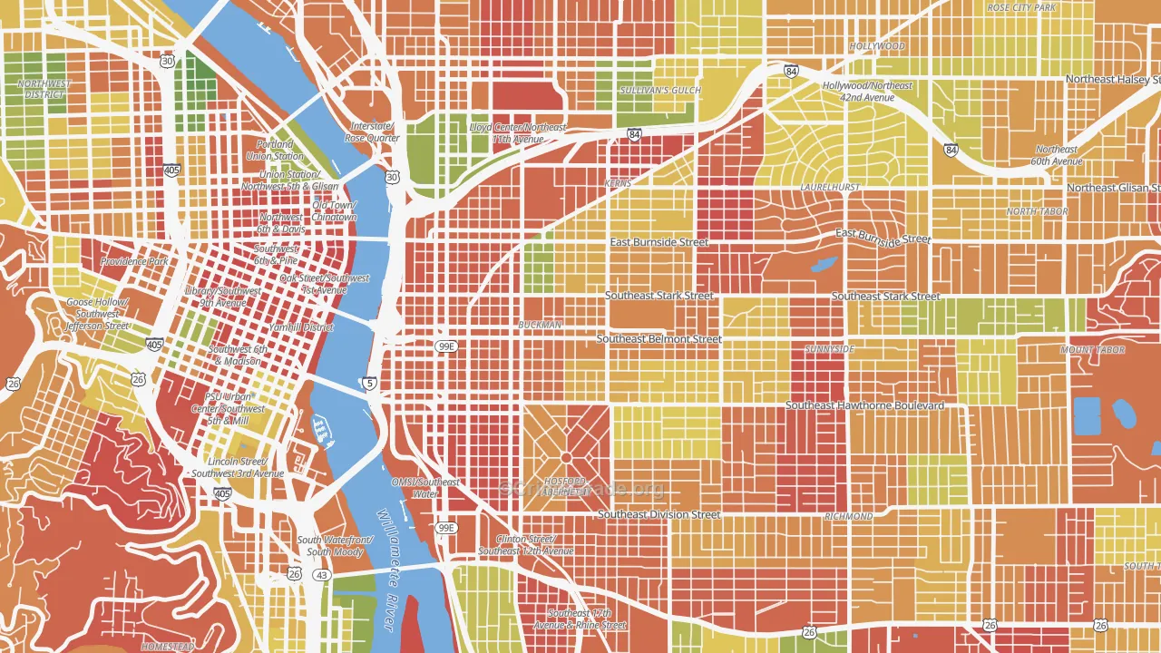Buckman, Portland, OR Map of Arson Rates