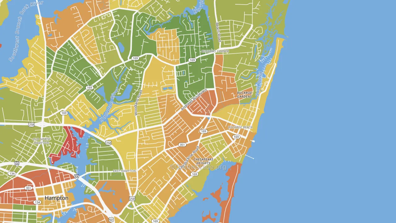 Buckroe, Hampton, VA Map of Arson Rates