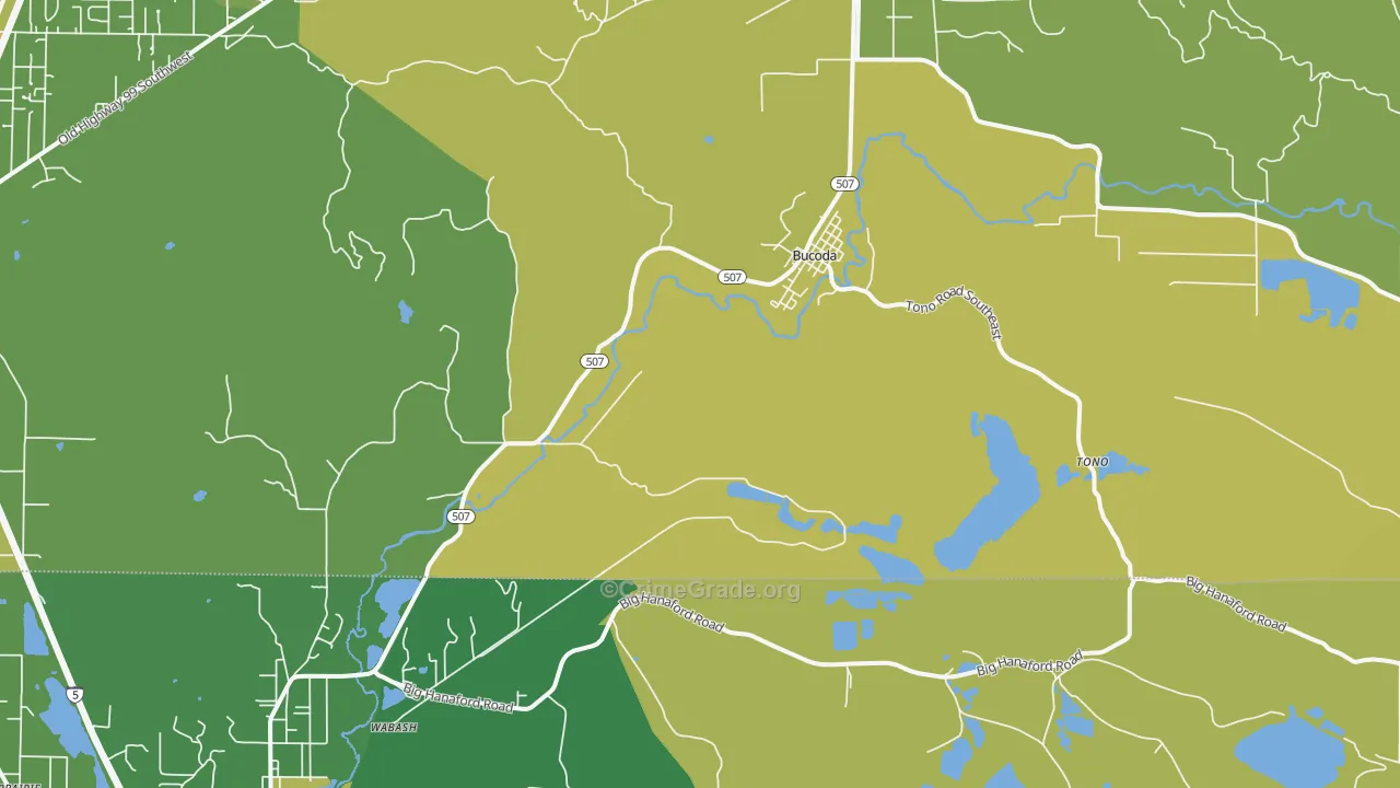 Bucoda, WA Map of Arson Rates