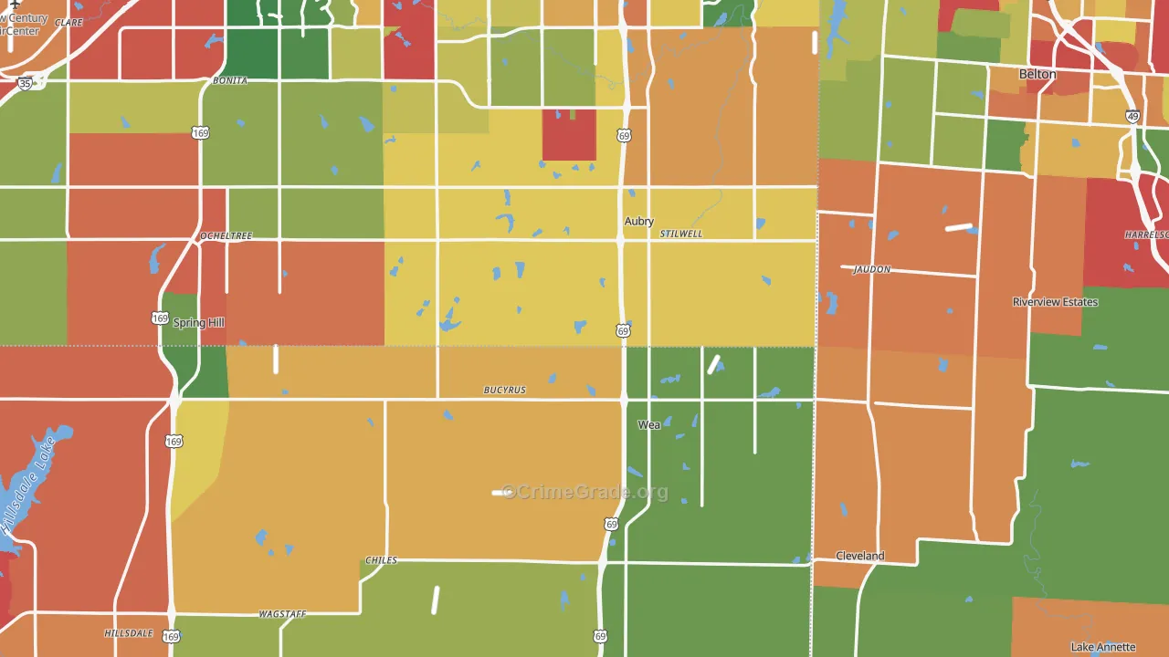 Bucyrus, KS Map of Arson Rates