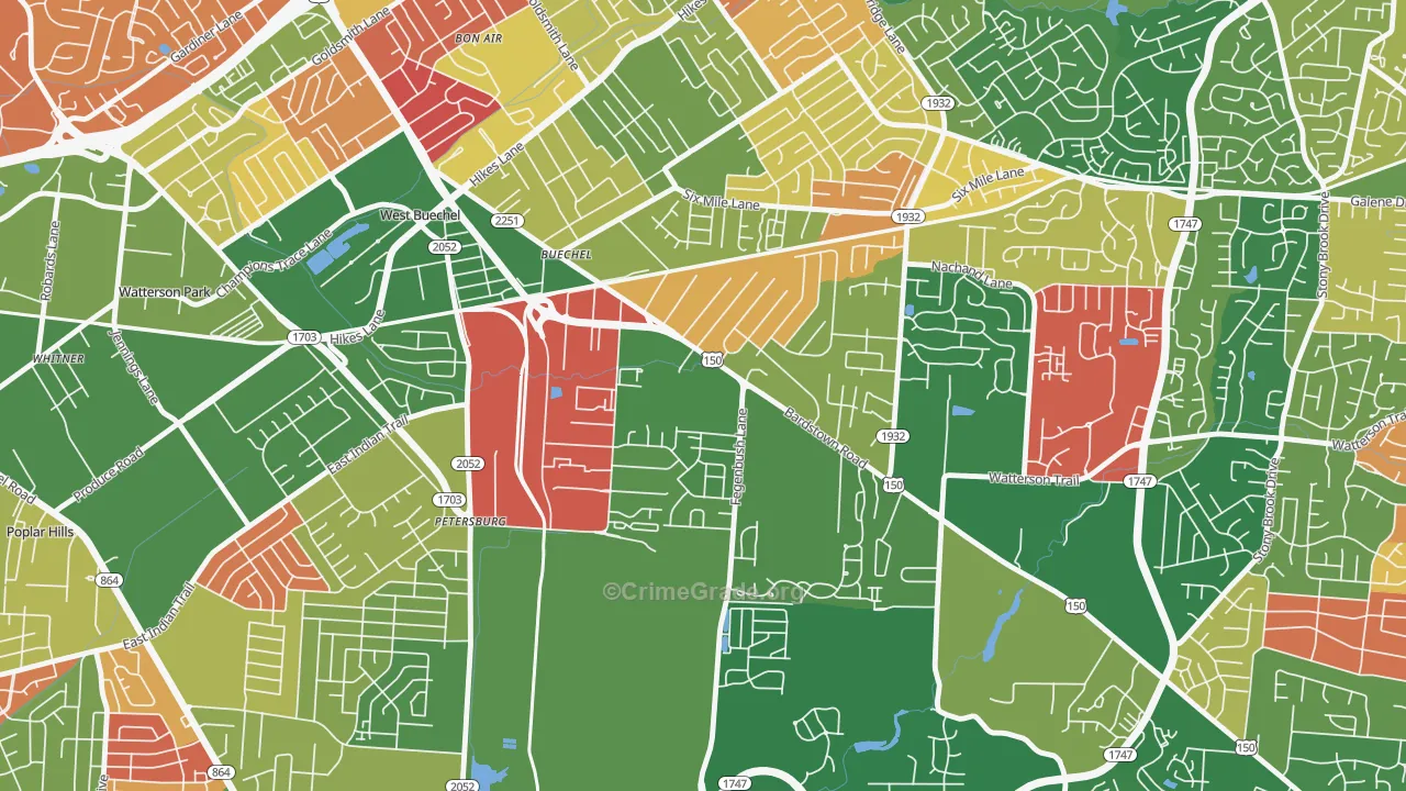 Buechel, Louisville, KY Map of Arson Rates