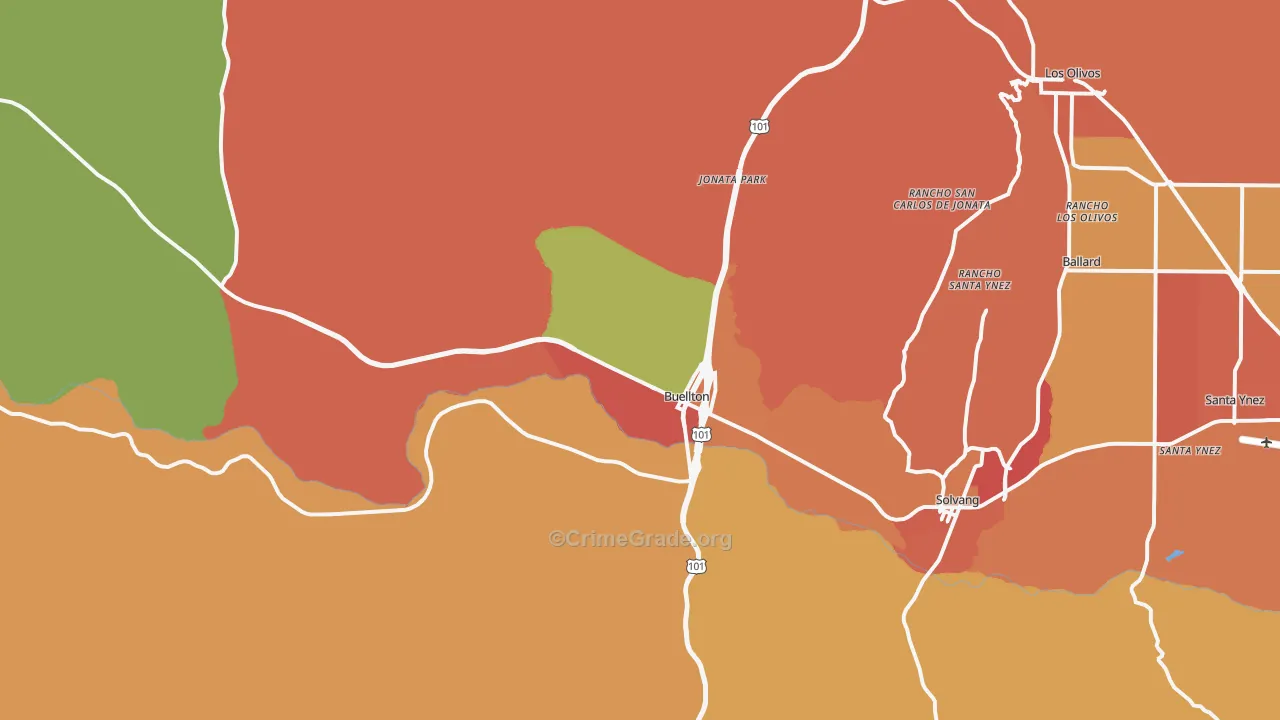 Buellton, CA Map of Arson Rates