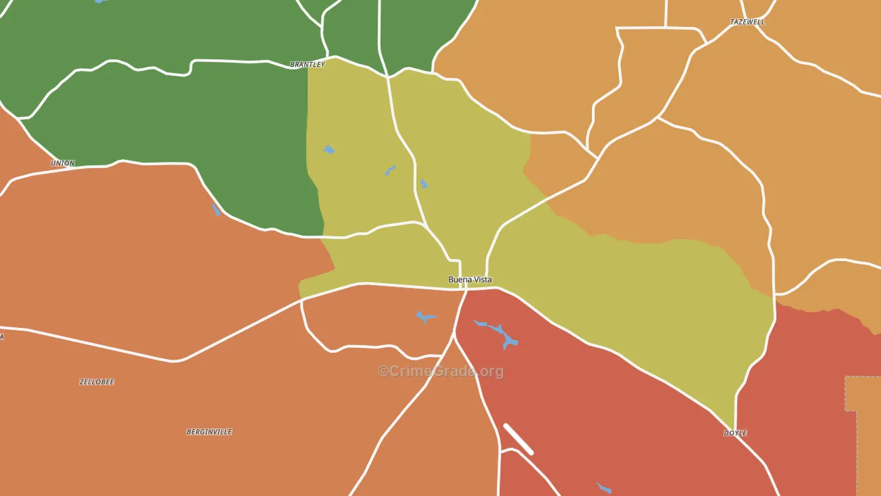 Buena Vista, GA Map of Arson Rates