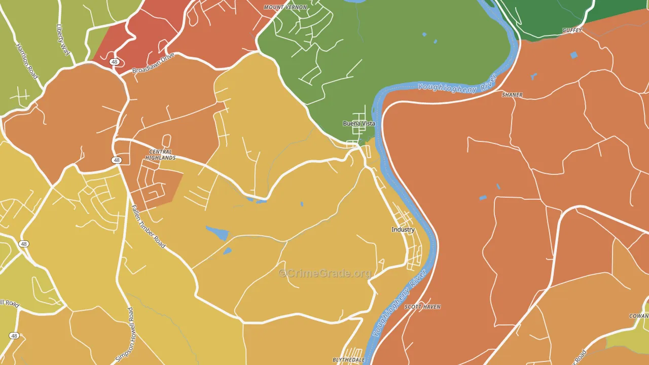 Buena Vista, PA Map of Arson Rates
