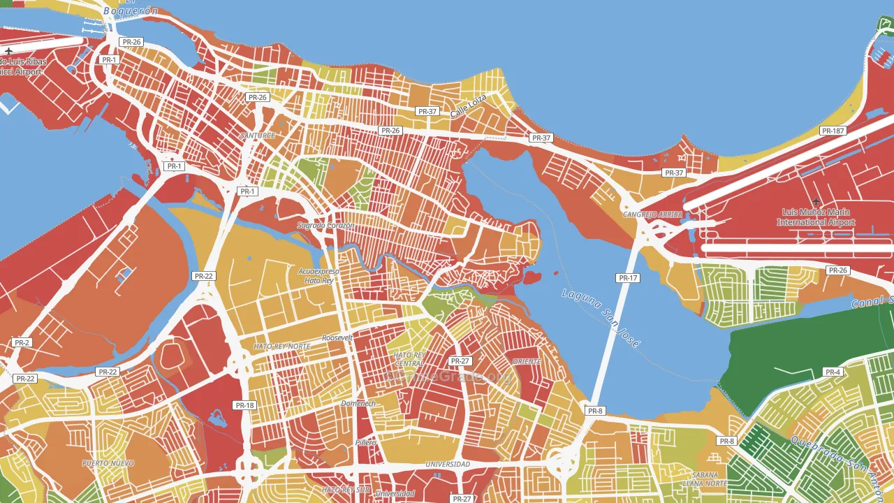 Buena Vista Santurce, San Juan, PR Map of Arson Rates