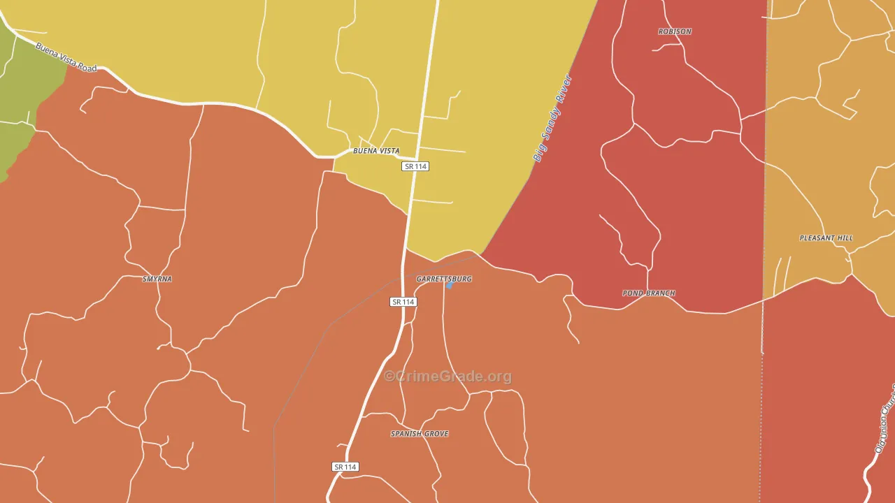Buena Vista, TN Map of Arson Rates