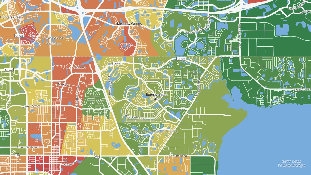 Buenaventura Lakes, FL Map of Arson Rates