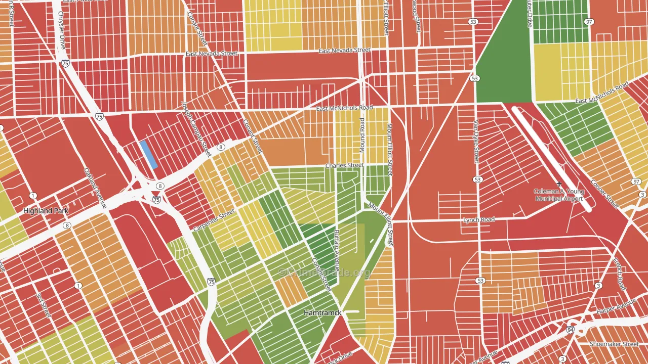 Buffalo Charles, Detroit, MI Map of Arson Rates