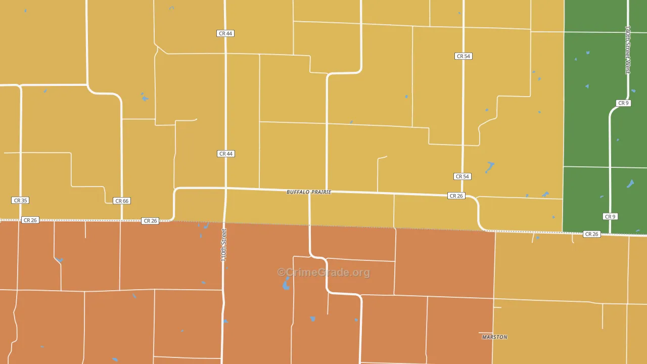 Buffalo Prairie, IL Map of Arson Rates