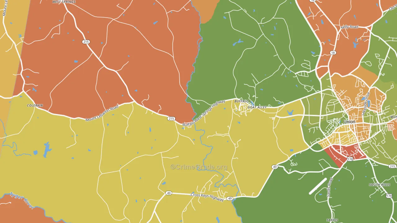 Buffalo, SC Map of Arson Rates
