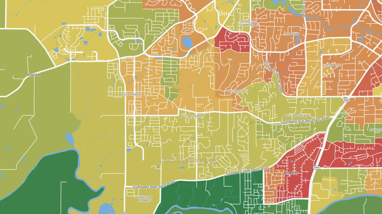 Bull Mountain, OR Map of Arson Rates