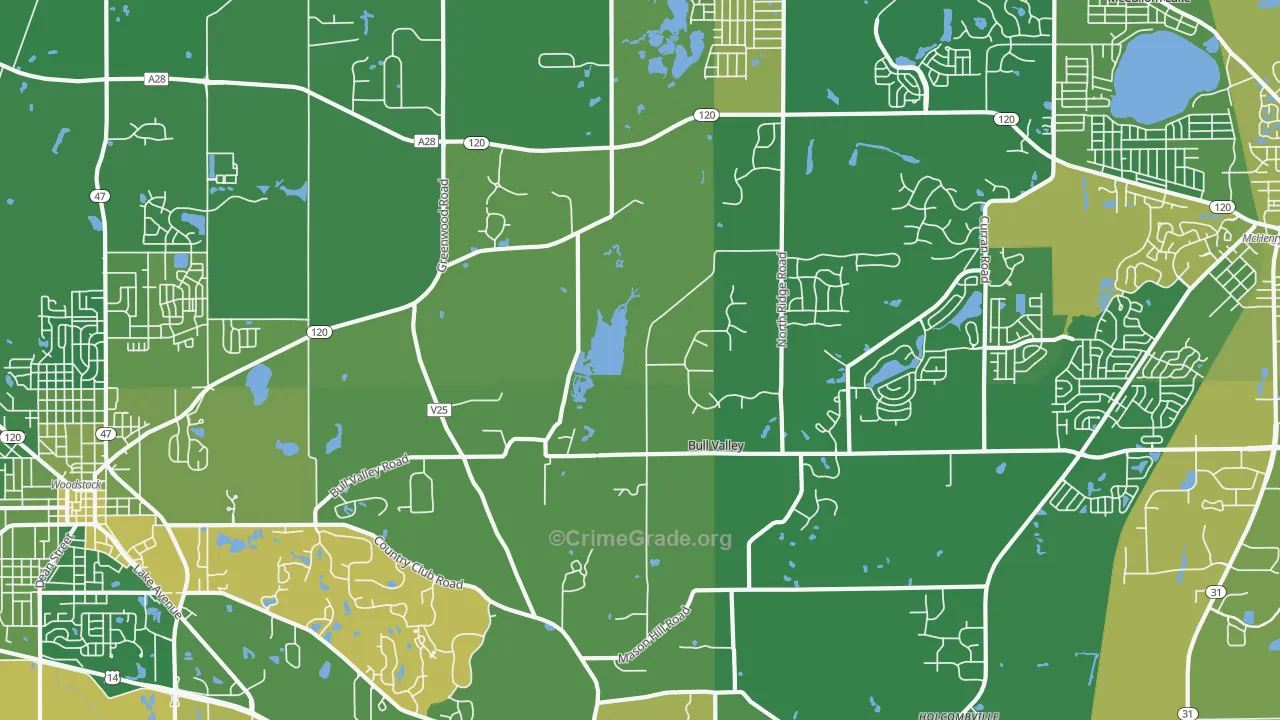 Bull Valley, IL Map of Arson Rates