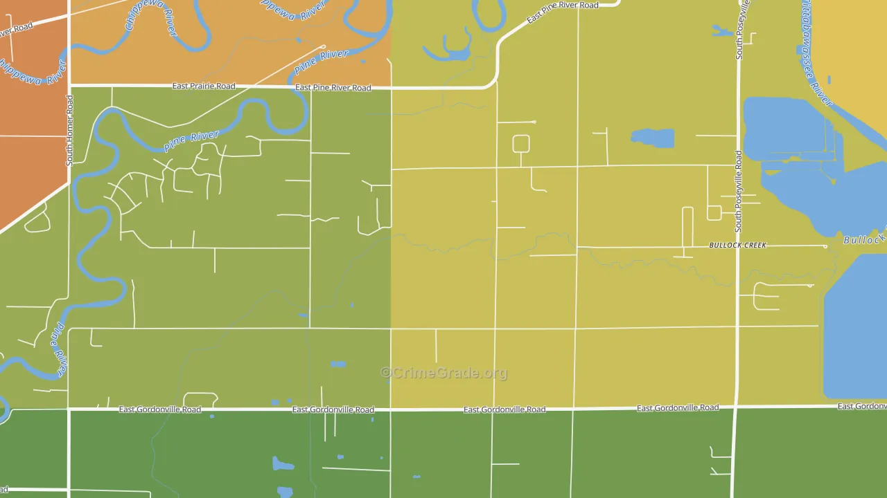 Bullock Creek, MI Map of Arson Rates