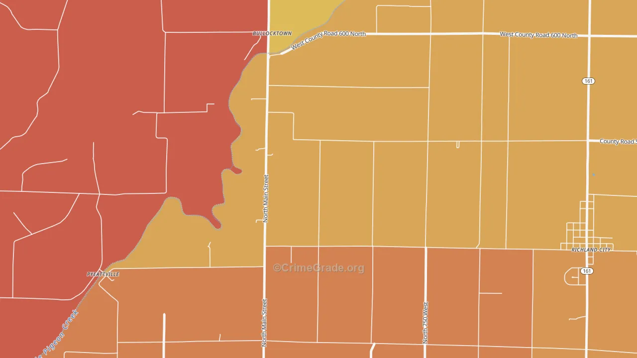 Bullocktown, IN Map of Arson Rates
