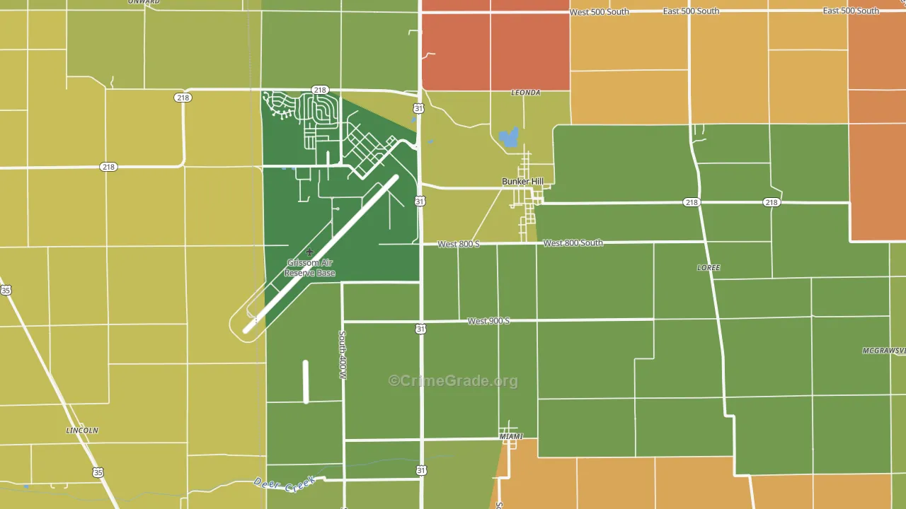 Bunker Hill, IN Map of Arson Rates