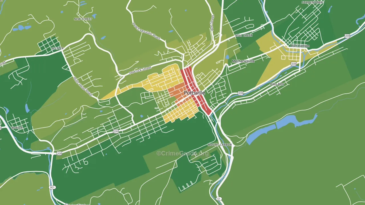 Bunker Hill, Pottsville, PA Map of Arson Rates