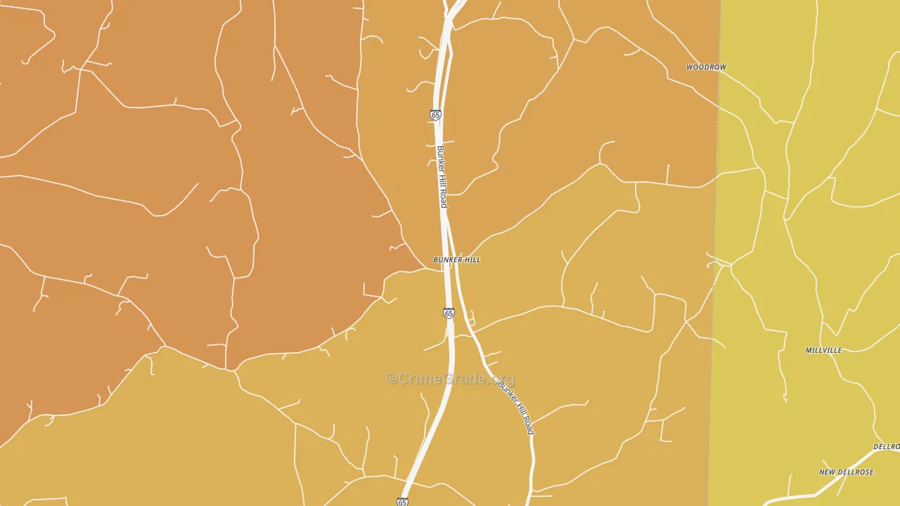 Bunker Hill, TN Map of Arson Rates