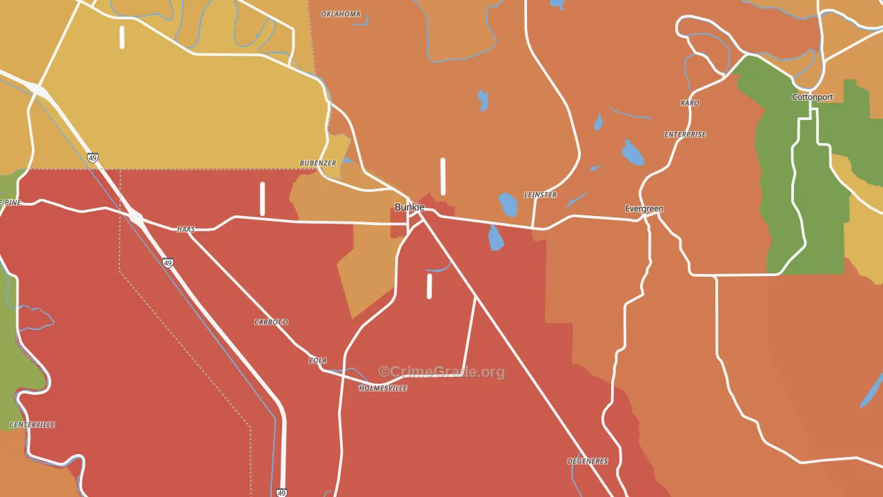Bunkie, LA Map of Arson Rates