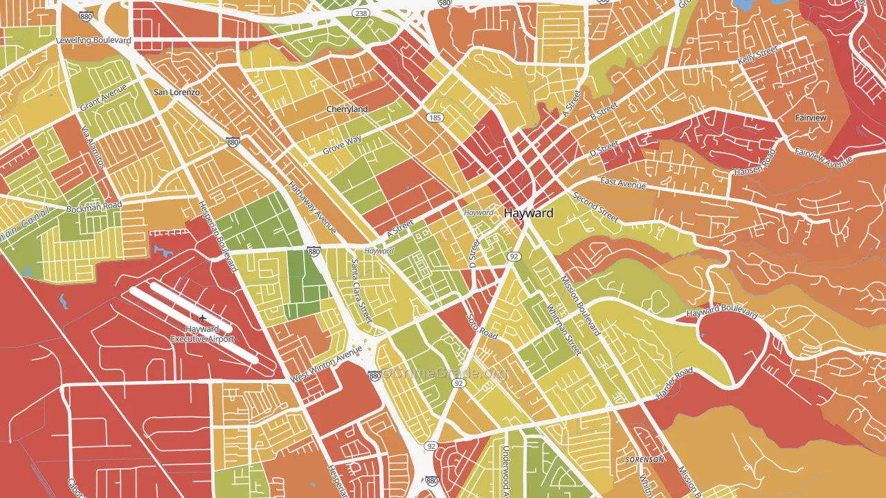Burbank-Hayward, Hayward, CA Map of Arson Rates