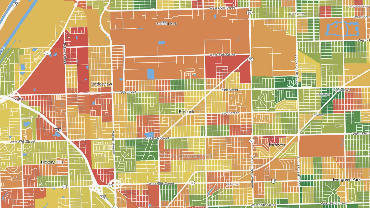 Burbank, IL Map of Arson Rates