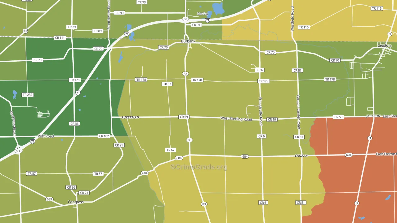 Burbank, OH Map of Arson Rates