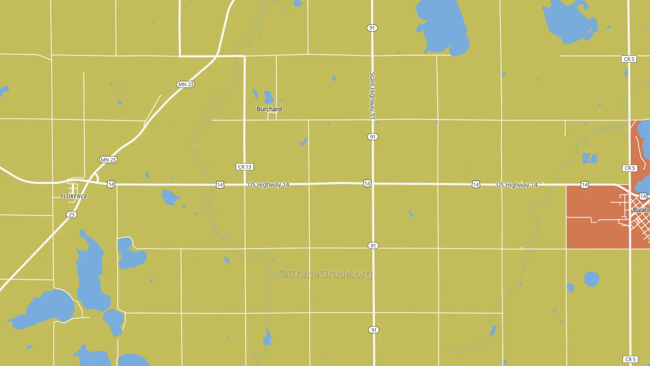 Burchard, MN Map of Arson Rates