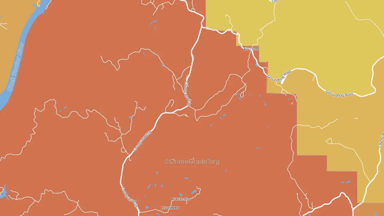 Burchfield, AL Map of Arson Rates