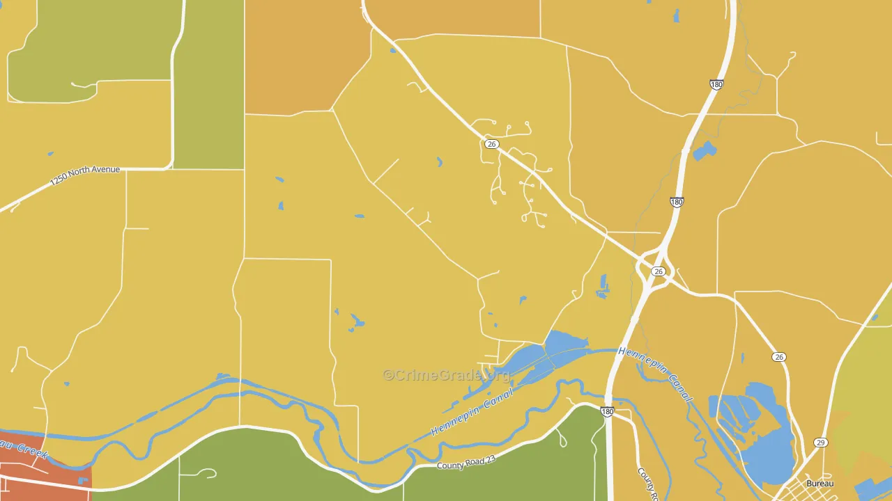 Bureau, IL Map of Arson Rates