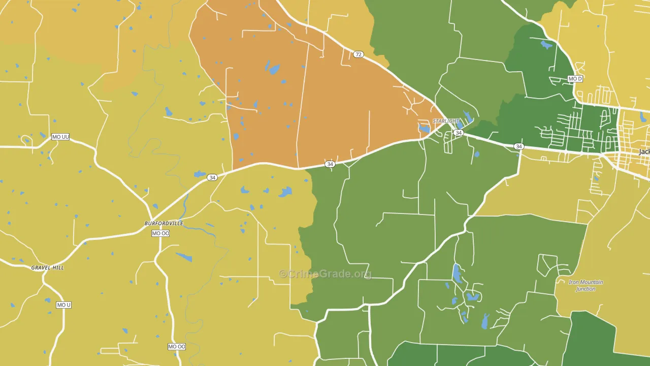Burfordville, MO Map of Arson Rates