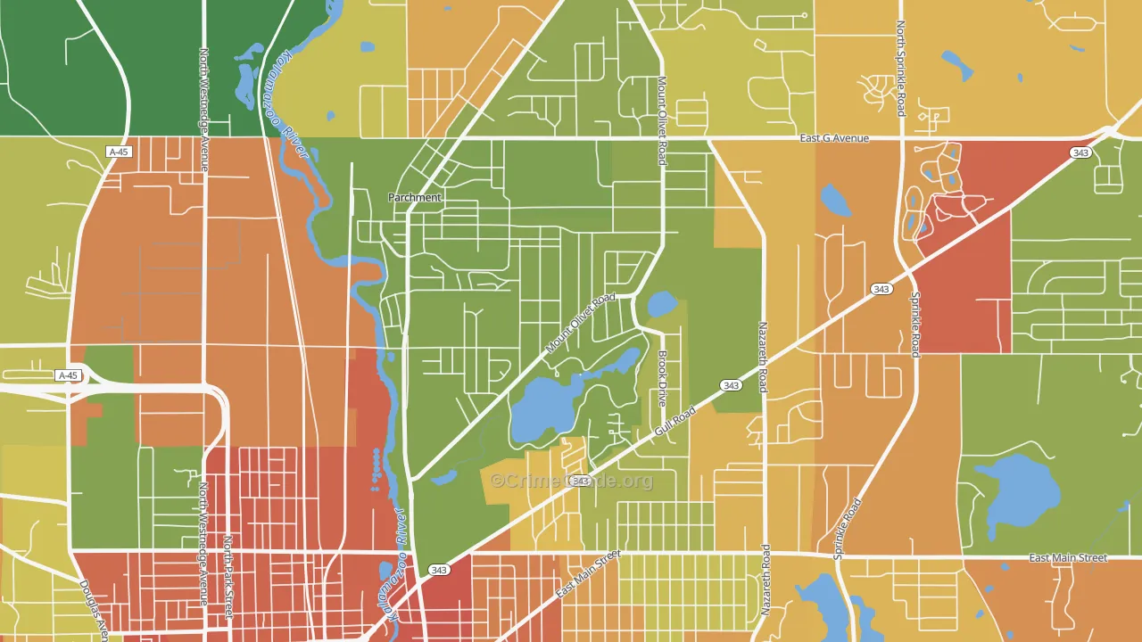 Burke Acres, Kalamazoo, MI Map of Arson Rates