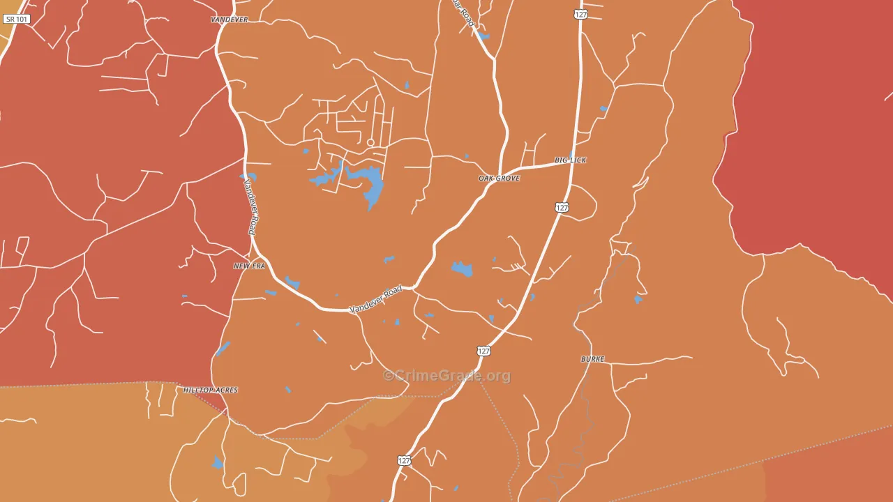 Burke, TN Map of Arson Rates