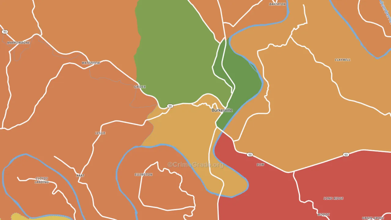 Burkesville, KY Map of Arson Rates