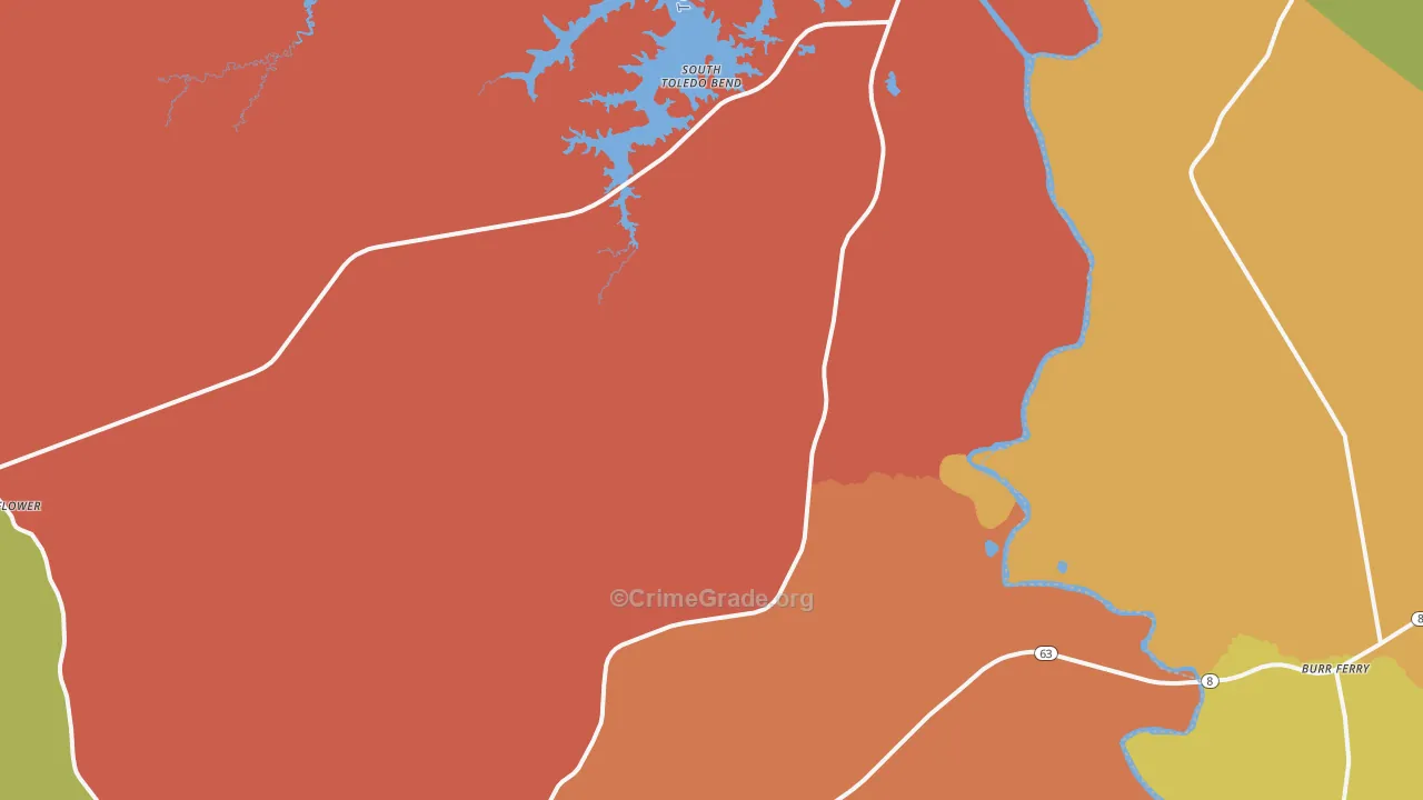 Burkeville, TX Map of Arson Rates