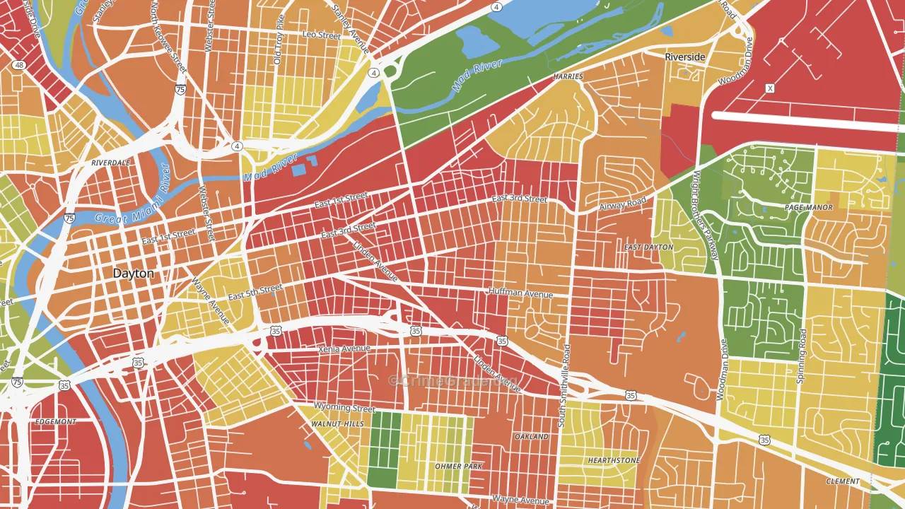 Burkhardt, Dayton, OH Map of Arson Rates
