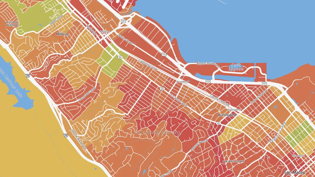 Burlingame Gate, Burlingame, CA Map of Arson Rates