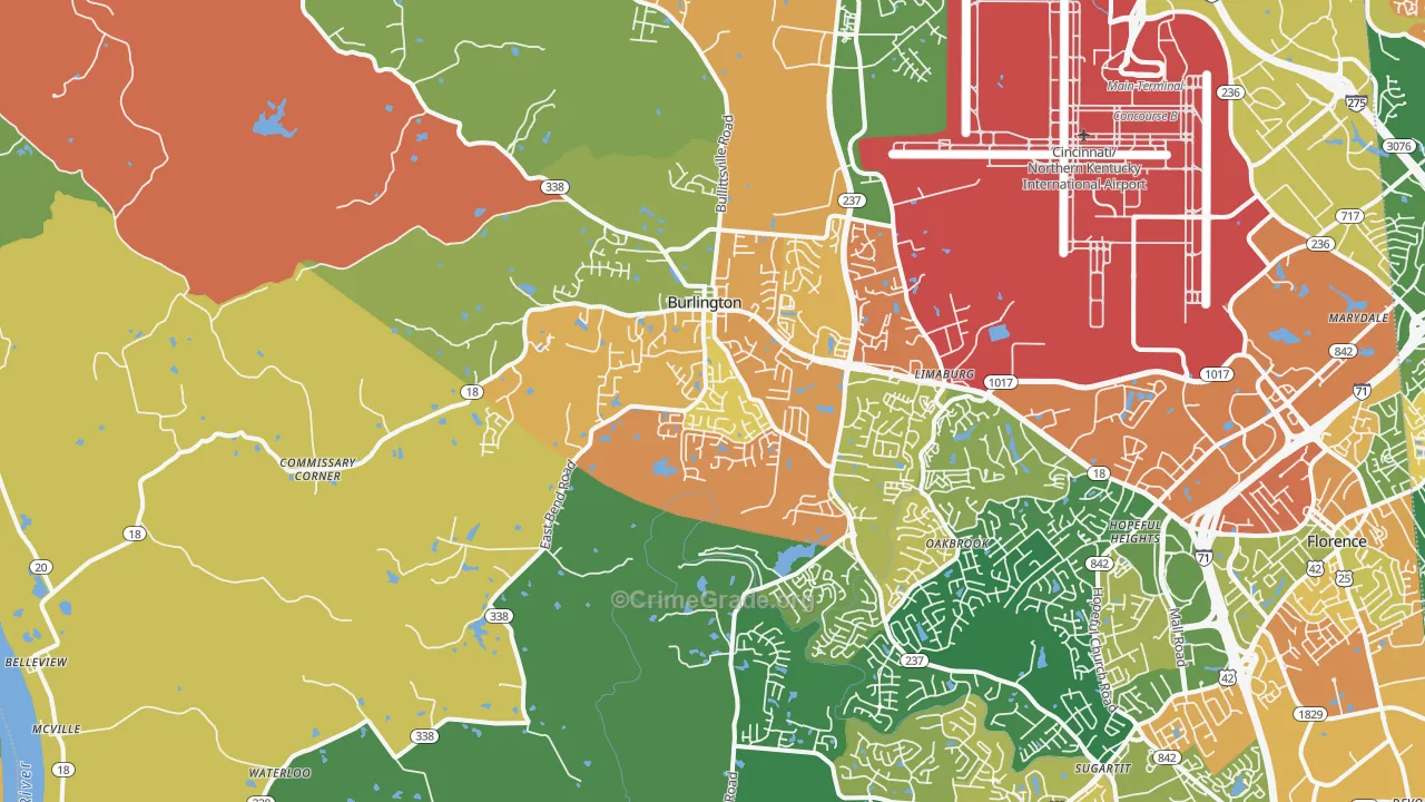 Burlington, KY Map of Arson Rates