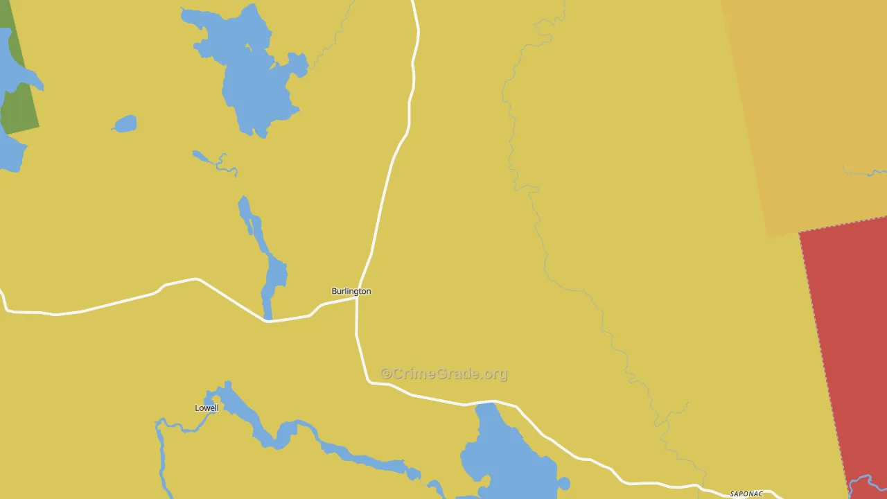 Burlington, ME Map of Arson Rates