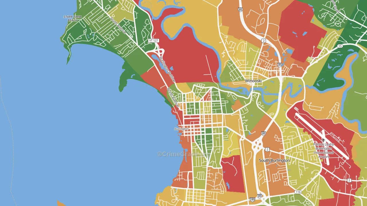 Burlington, VT Map of Arson Rates
