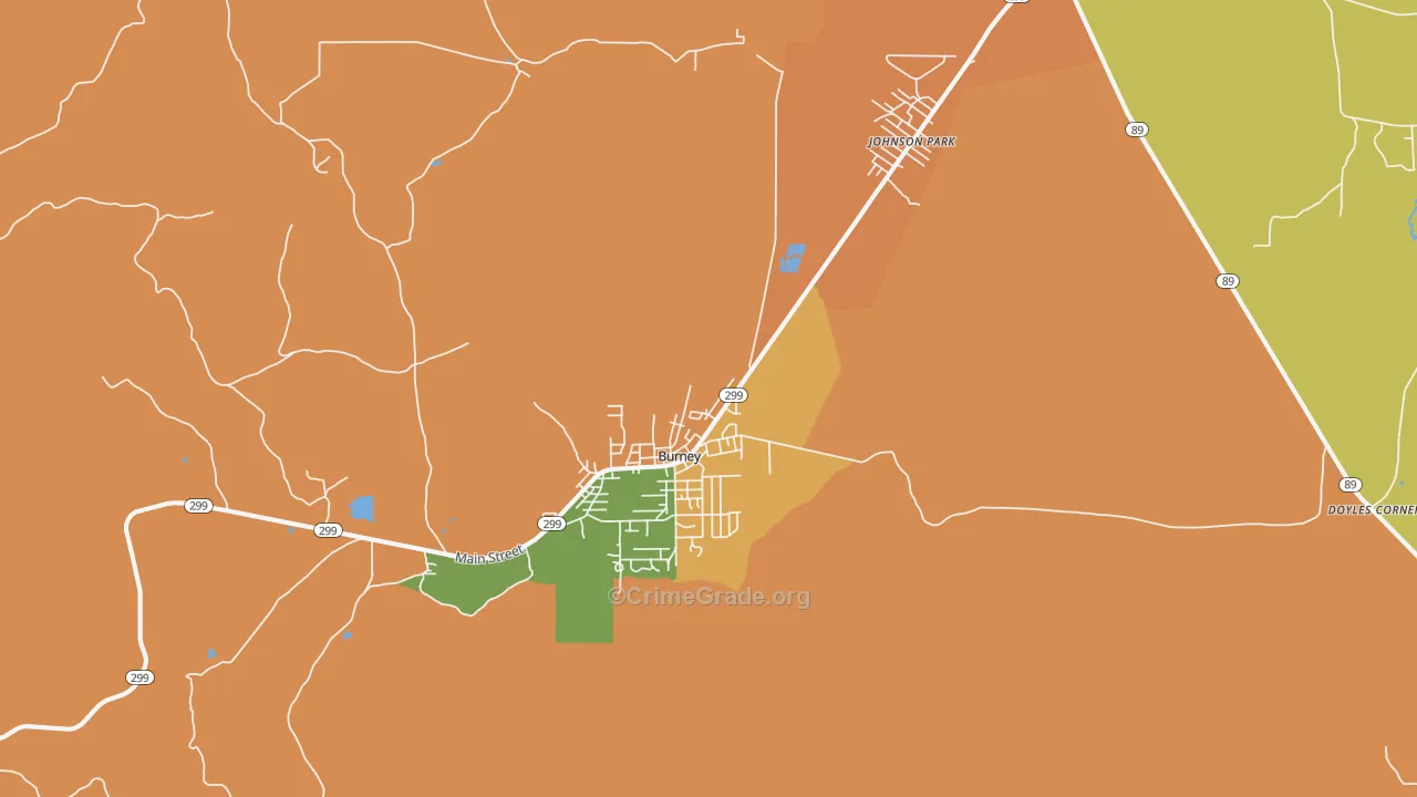 Burney, CA Map of Arson Rates