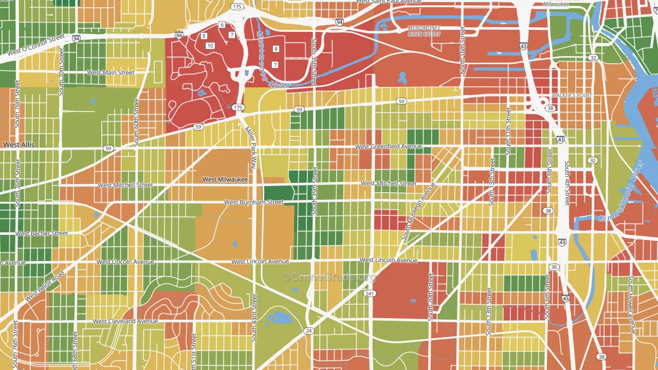 Burnham Park, Milwaukee, WI Map of Arson Rates