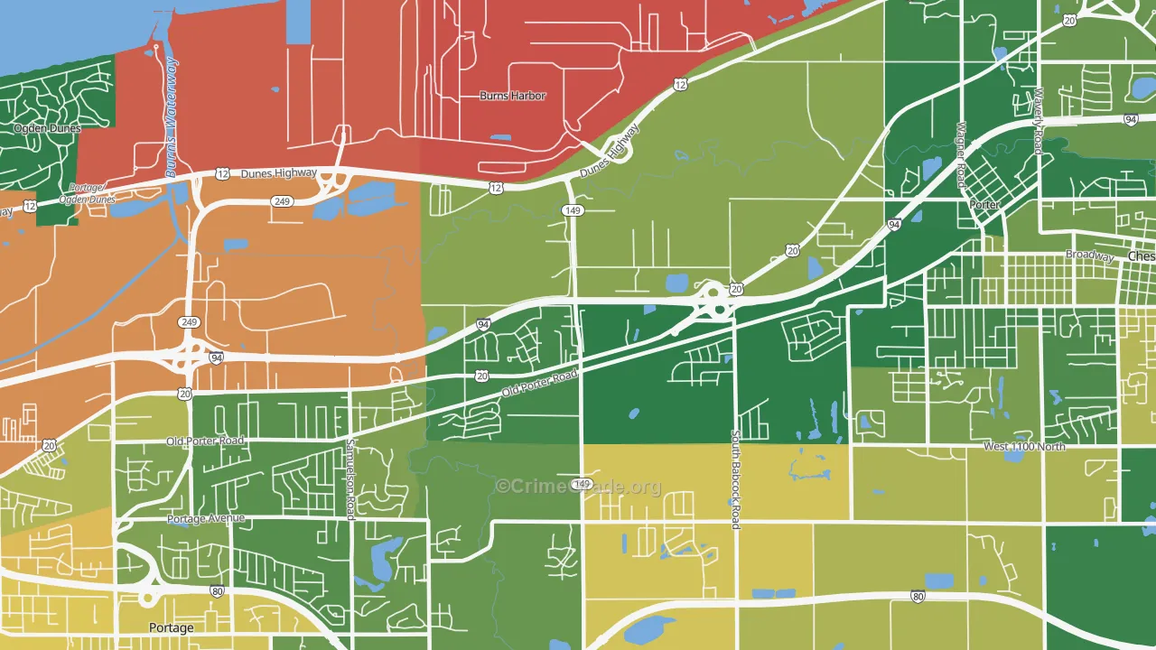 Burns Harbor, IN Map of Arson Rates