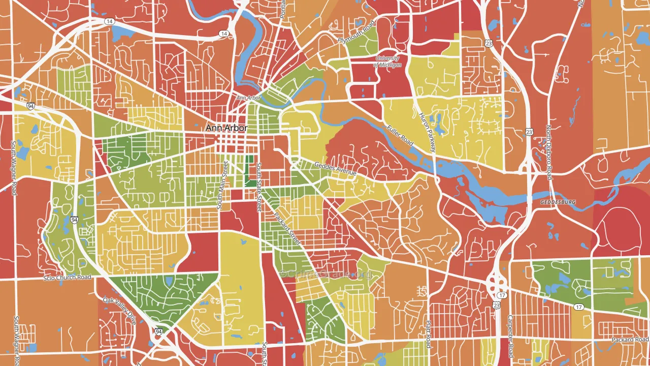 Burns Park, Ann Arbor, MI Map of Arson Rates