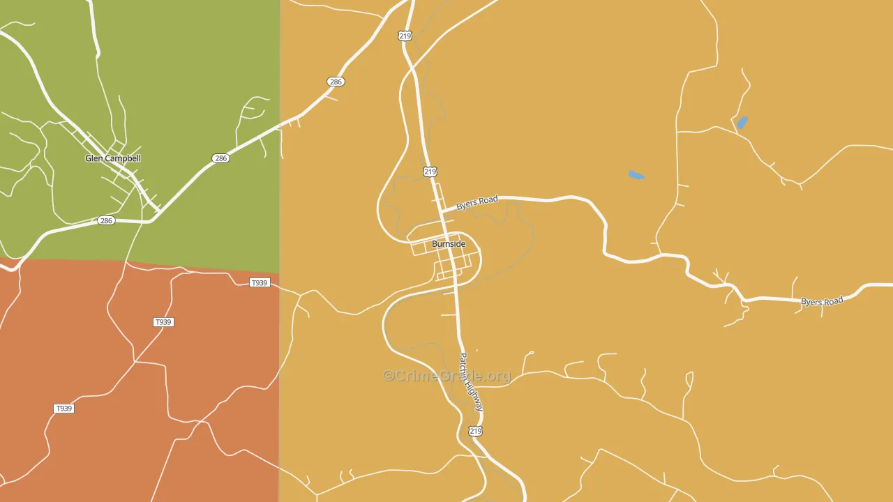Burnside, PA Map of Arson Rates