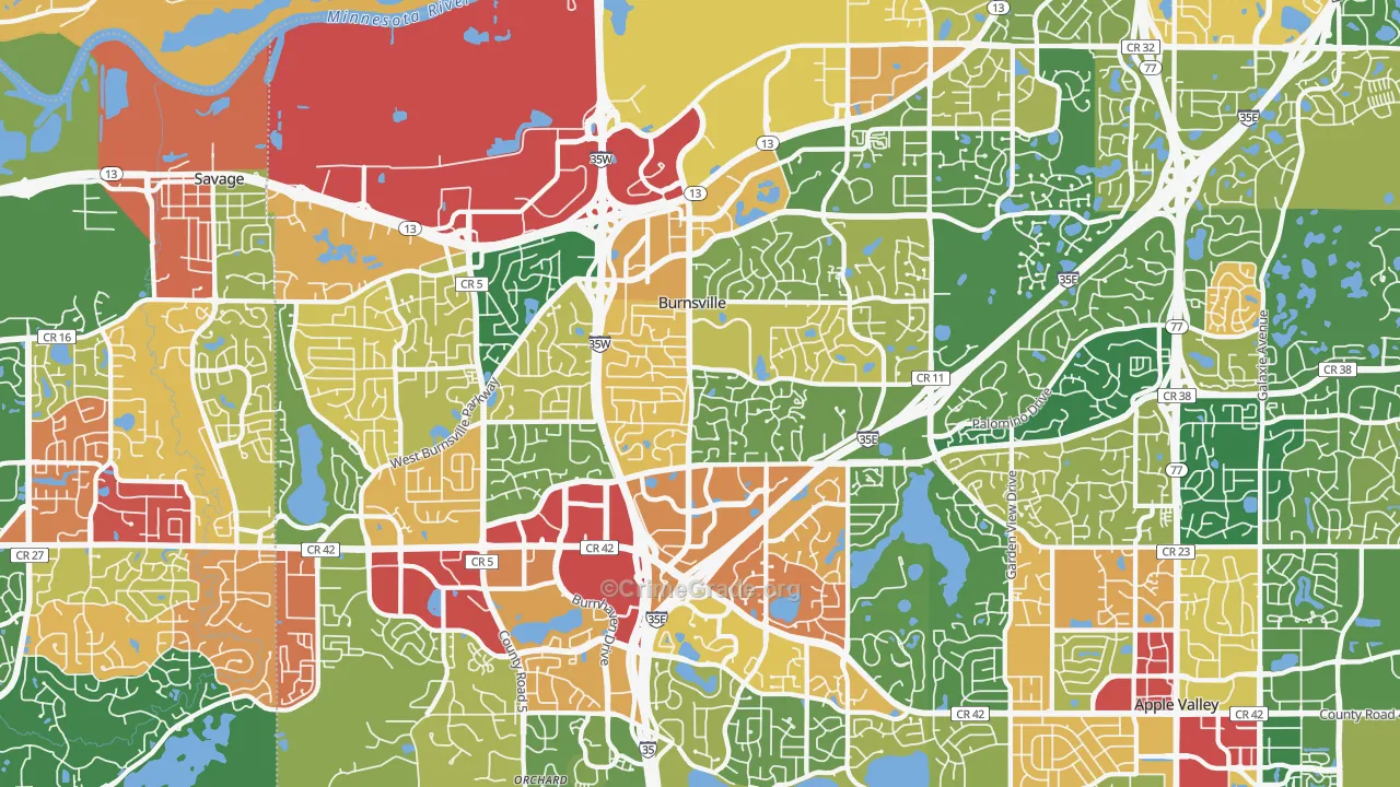 Burnsville, MN Map of Arson Rates
